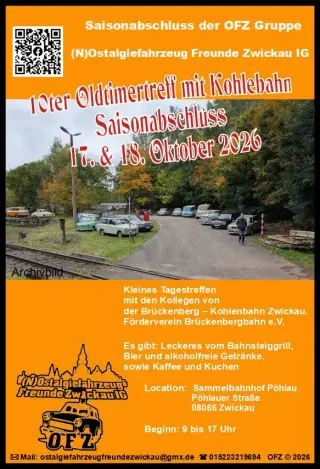 10. Oldtimertreff mit Kohlebahn OFZ Saisonabschluss 2026