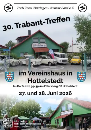 Titelbild für  30. Trabant-Treffen des Trabi Team Thüringen -Weimar Land e.V. in Hottelstedt