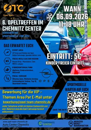 Titelbild für 6. Opeltreffen im Chemnitz Center - Sportmodelle von Opel