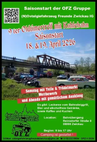 9. Oldtimertreff mit Kohlebahn OFZ Saisonstart 2026